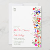 Invitation Chic boho fleurs sauvages vives 3 photos mariage (Devant)