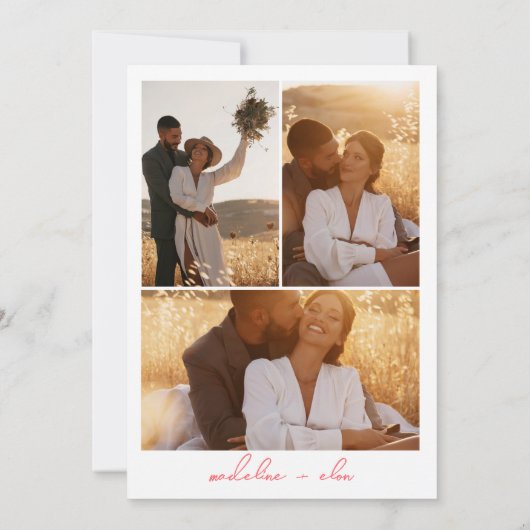 Invitation Chic boho fleurs sauvages vives 3 photos mariage (Dos)