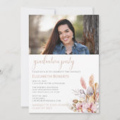 Invitation Chic Boho Floral Pampas Grass Graduation (Devant)