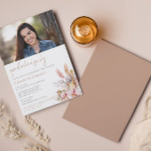 Invitation Chic Boho Floral Pampas Grass Graduation