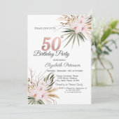 Invitation Chic Boho Flowers 50th Birthday (Debout devant)