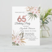 Invitation Chic Boho Flowers 65th Birthday (Debout devant)