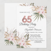 Invitation Chic Boho Flowers 65th Birthday (Devant / Derrière)