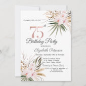 Invitation Chic Boho Flowers 75e anniversaire (Devant)