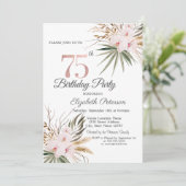 Invitation Chic Boho Flowers 75e anniversaire (Debout devant)