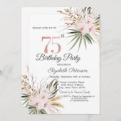 Invitation Chic Boho Flowers 75e anniversaire (Devant / Derrière)
