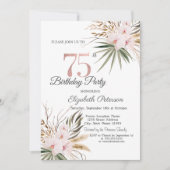 Invitation Chic Boho Flowers 75th Birthday (Devant)