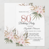Invitation Chic Boho Flowers 80th Birthday (Devant / Derrière)