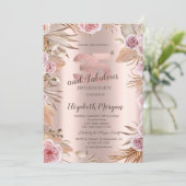 Invitation Chic Boho Flowers Rose Gold 35e anniversaire (Debout devant)