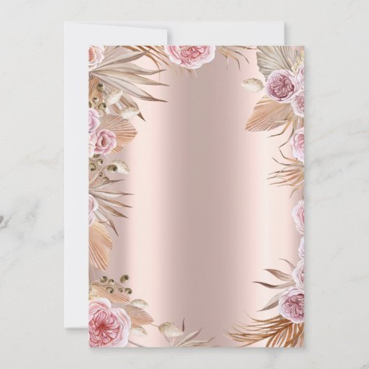 Invitation Chic Boho Flowers Rose Gold 40e anniversaire (Dos)