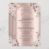 Invitation Chic Boho Flowers Rose Gold 75e anniversaire (Devant / Derrière)