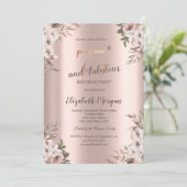 Invitation Chic Boho Flowers Rose Gold 75e anniversaire (Debout devant)