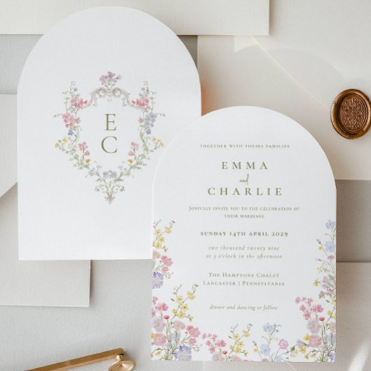 Invitation Chic Boho Garden Wildflowers Spring Summer Wedding