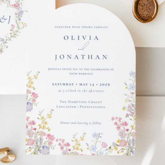 Invitation Chic Boho Garden Wildflowers Spring Summer Wedding
