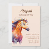 Invitation Chic Boho Horse Beige Brown Pony fête d'anniversai (Devant)