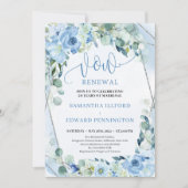 Invitation Chic Boho Ice bleu floral eucalyptus vow renouvell (Devant)