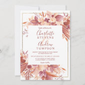 Invitation Chic boho mariage d'aquarelle fleurie en terre cui (Devant)