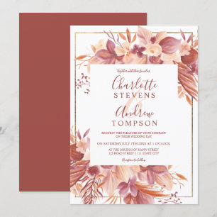 Invitation Chic boho mariage d'aquarelle fleurie en terre cui
