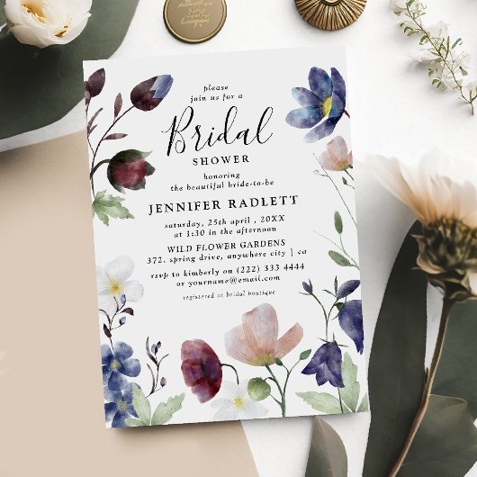 Invitation Chic Boho Mariage Fleur sauvage Fête des mariées