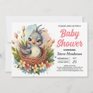 Invitation Chic Boho mignon Baby shower d'oiseaux