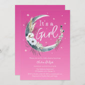 Invitation Chic Boho Pampas Baby shower de lune d'herbe (Devant / Derrière)