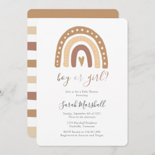 Invitation Chic Boho Pastel Brown Rainbow Baby shower