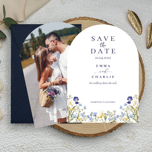 Invitation Chic Boho Photo Wedding Enregistrer la date