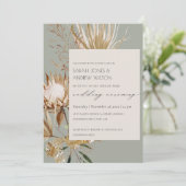 Invitation Chic Boho Protea Sec Palm Floral Mariag (Debout devant)