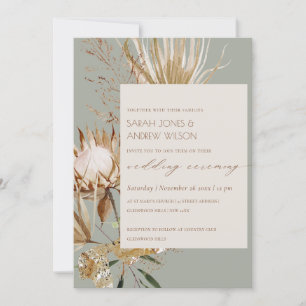 Invitation Chic Boho Protea Sec Palm Floral Mariag