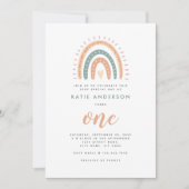 Invitation Chic Boho Rainbow Pastel Premier Anniversaire (Devant)