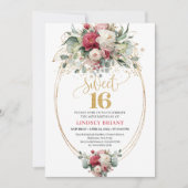 Invitation Chic Boho Rouge Bourgogne Verdure Douzième Anniver (Devant)