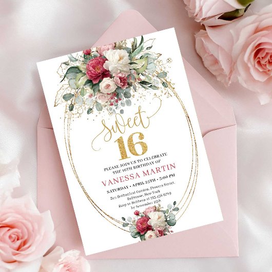 Invitation Chic Boho Rouge Bourgogne Verdure Douzième Anniver