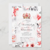 Invitation Chic Boho Rouge Floral Quinceañera (Devant)