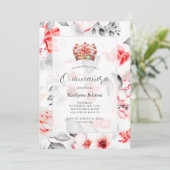 Invitation Chic Boho Rouge Floral Quinceañera (Debout devant)
