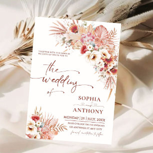 Invitation Chic Boho Rustique & Blush Watercolor Mariage Flor
