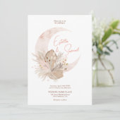 Invitation Chic boho rustique pampas floral lune photo mariag (Debout devant)
