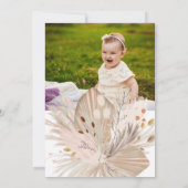 Invitation Chic boho rustique pampas lune florale 1er anniver (Dos)