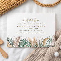 Chic Boho Safari Pampas Monstera Baby shower Or