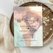 Invitation Chic Boho Script Photo Overlay QR Code Mariage