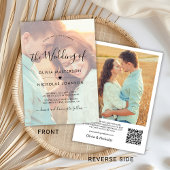 Invitation Chic Boho Script Photo Overlay QR Code Mariage