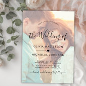 Invitation Chic Boho Script Photo Overlay QR Code Mariage