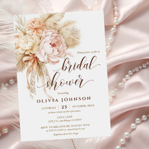 Invitation Chic Boho Style Fête des mariées florale crémeuse