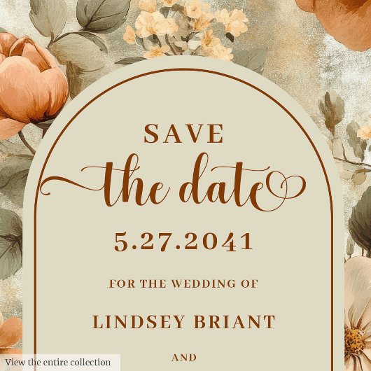 Invitation Chic Boho Terra Cotta Beige Floral Save The Date