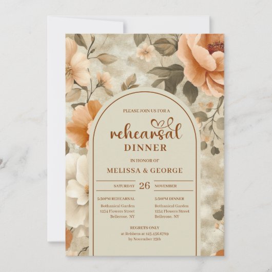 Invitation Chic Boho Terra Cotta Ivory Sage Floral Rehearsal (Devant)