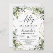 Invitation Chic Boho verdure feuillage or cinquante et fabule (Devant)