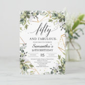 Invitation Chic Boho verdure feuillage or cinquante et fabule (Debout devant)
