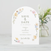 Invitation Chic Boho Wildflowers Wedding Save the Date (Debout devant)