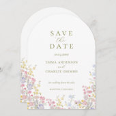 Invitation Chic Boho wildflowers Wedding Save the Date (Devant / Derrière)