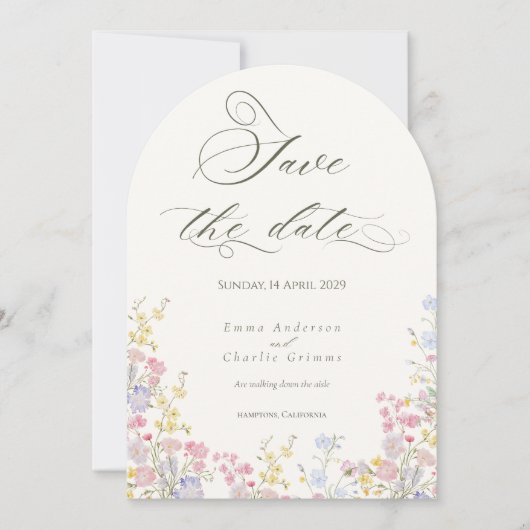 Invitation Chic Boho wildflowers Wedding Save the Date (Devant)