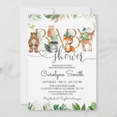 Invitation Chic Bois Animaux Baby shower verdoyant (Devant)